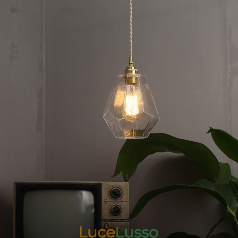 Lampada a sospensione retrò nordica in ottone e vetro, illuminazione per la casa, lampada a forma di torre