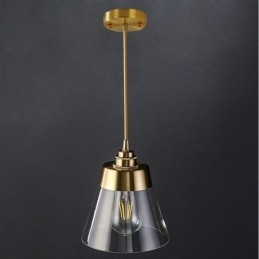 Lampada a sospensione retrò nordica con paralume in vetro, illuminazione per la casa, lampada con supporto in ottone