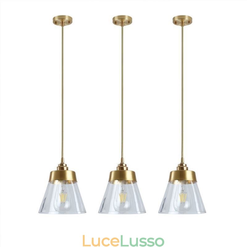 Lampada a sospensione retrò nordica con paralume in vetro, illuminazione per la casa, lampada con supporto in ottone