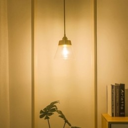 Lampada a sospensione retrò nordica con paralume in vetro, illuminazione per la casa, lampada con supporto in ottone