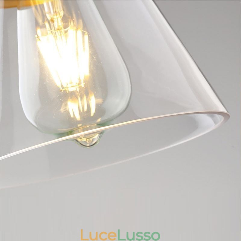 Lampada a sospensione retrò nordica con paralume in vetro, illuminazione per la casa, lampada con supporto in ottone