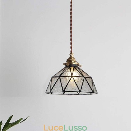 Lampada a sospensione geometrica in vetro colorato Lampada a sospensione geometrica in vetro colorato