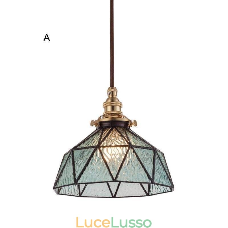 Lampada a sospensione geometrica in vetro colorato