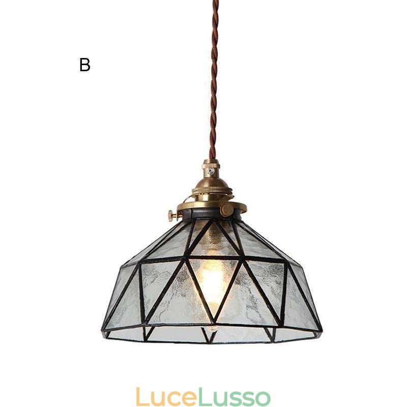 Lampada a sospensione geometrica in vetro colorato