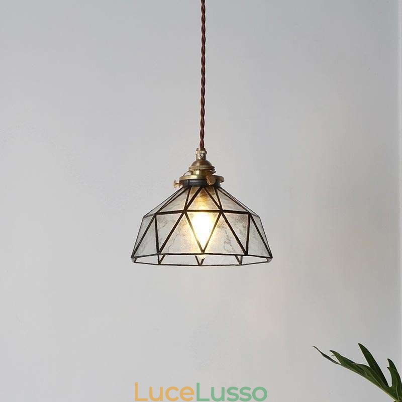 Lampada a sospensione geometrica in vetro colorato