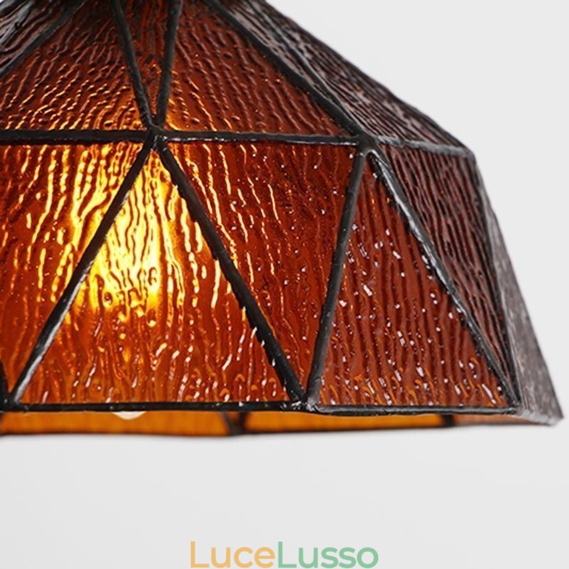 Lampada a sospensione geometrica in vetro colorato