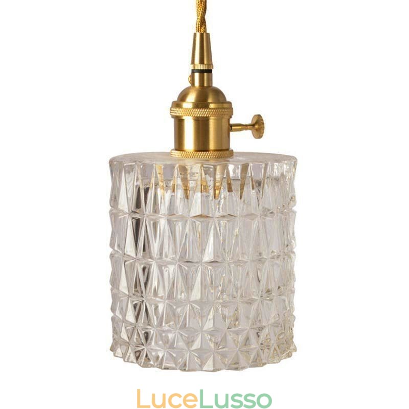 Lampada a sospensione in vetro rigato Jelly Jar Light