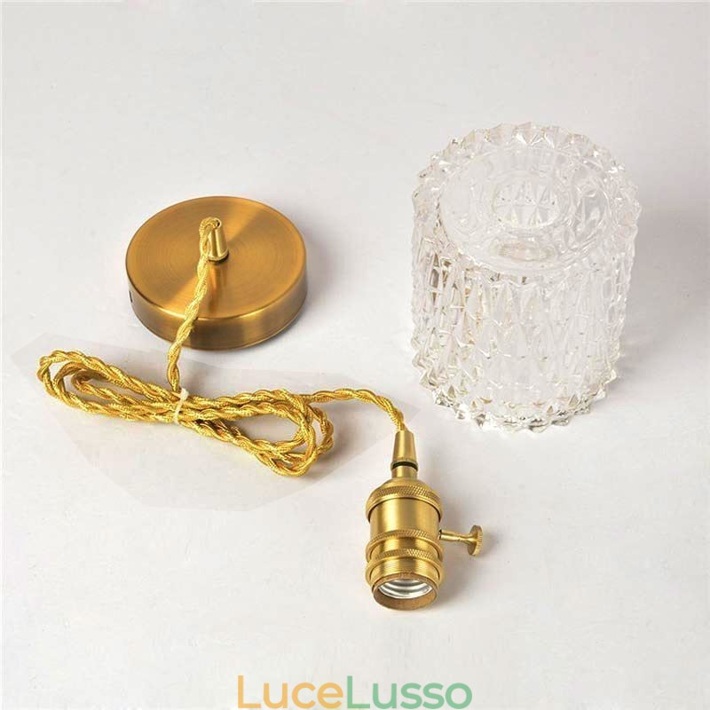 Lampada a sospensione in vetro rigato Jelly Jar Light