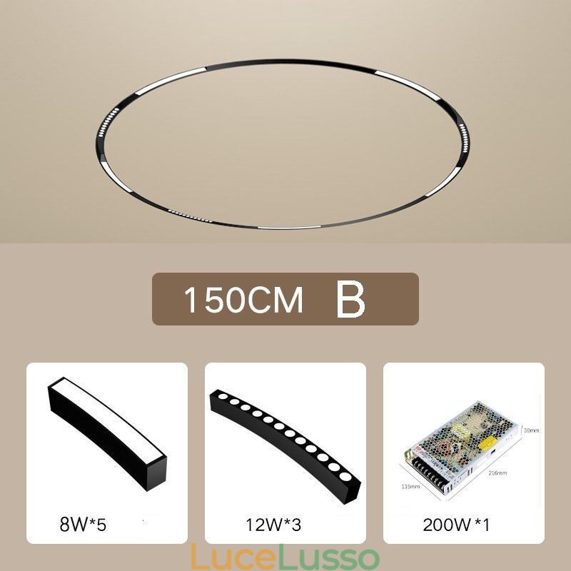 Faretto da binario circolare magnetico da incasso 150 cm