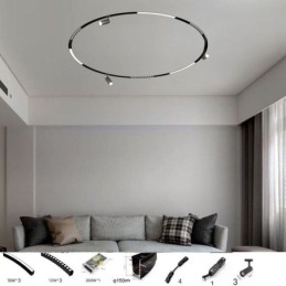 Faretto da incasso magnetico circolare da binario Luce decorativa 150cm