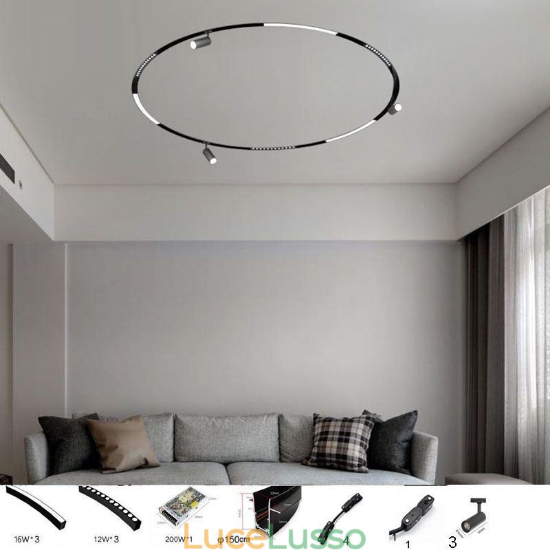 Faretto da incasso magnetico circolare da binario Luce decorativa 150cm