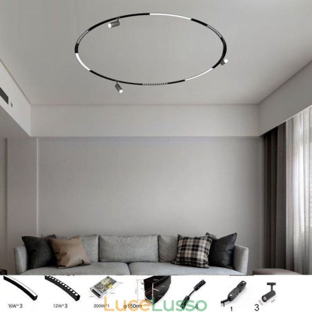 Faretto da incasso magnetico circolare da binario Luce decorativa 150cm Faretto da incasso magnetico circolare da binario Luce decorativa 150cm