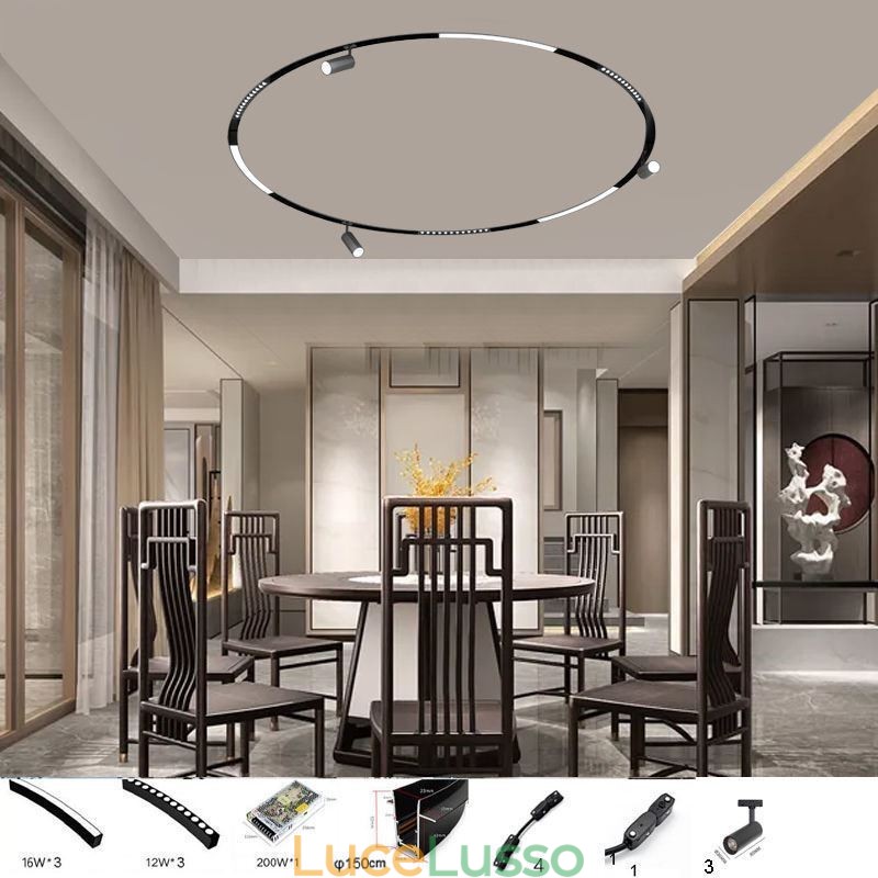 Faretto da incasso magnetico circolare da binario Luce decorativa 150cm