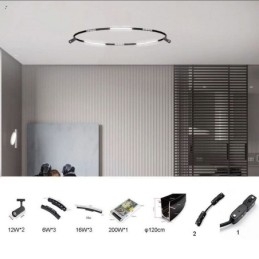 Sistema di illuminazione a binario circolare Apparecchio di illuminazione a binario magnetico da incasso 120 cm