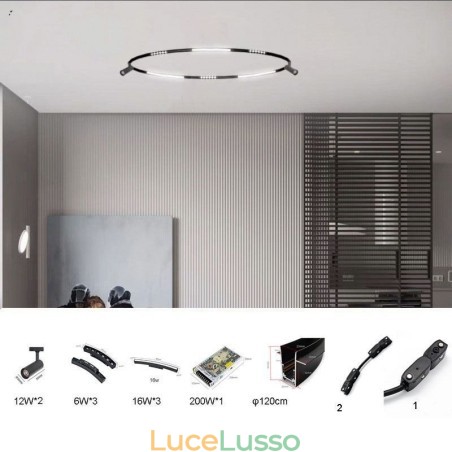Sistema di illuminazione a binario circolare Apparecchio di illuminazione a binario magnetico da incasso 120 cm Sistema di illuminazione a binario circolare Apparecchio di illuminazione a binario magnetico da incasso 120 cm
