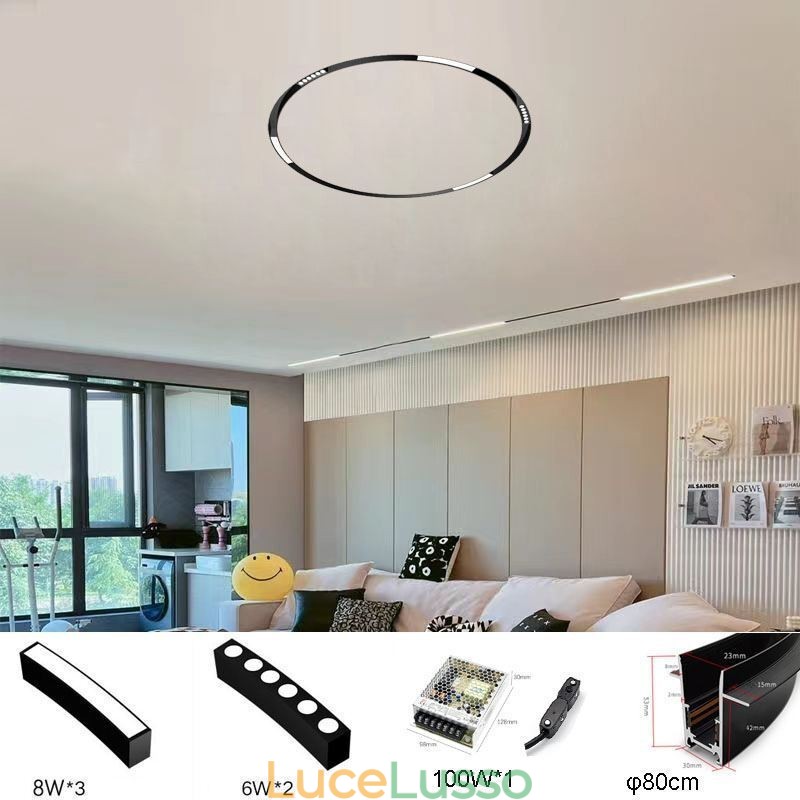 Faretto da incasso magnetico circolare da binario Luce decorativa 80cm