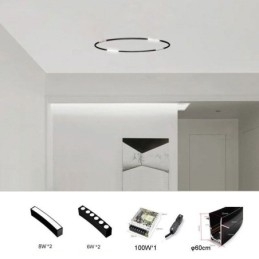 Faretto da incasso magnetico circolare da binario Luce decorativa 60cm
