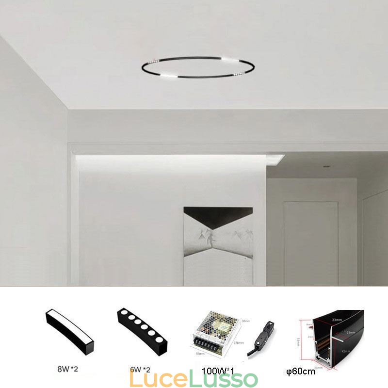 Faretto da incasso magnetico circolare da binario Luce decorativa 60cm