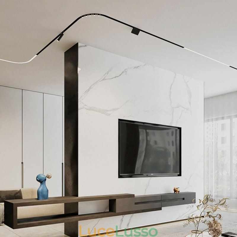 Binari per illuminazione da incasso, strisce di binari magnetici rotondi in alluminio