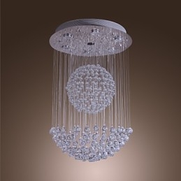 Lampadario moderno contemporaneo in cristallo cromato a filo
