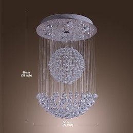 Lampadario moderno contemporaneo in cristallo cromato a filo