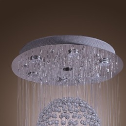 Lampadario moderno contemporaneo in cristallo cromato a filo