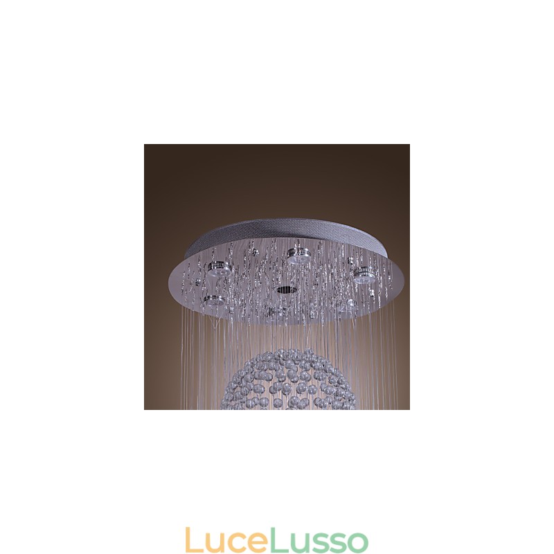Lampadario moderno contemporaneo in cristallo cromato a filo