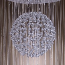 Lampadario moderno contemporaneo in cristallo cromato a filo