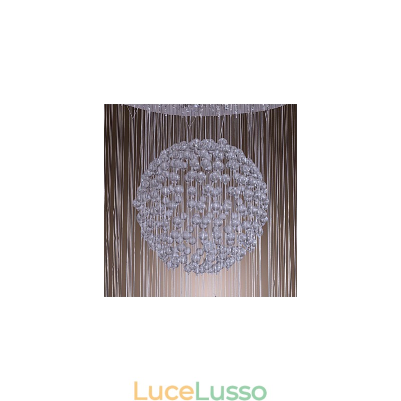 Lampadario moderno contemporaneo in cristallo cromato a filo