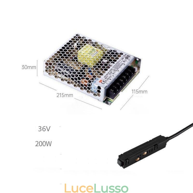 Driver per luci da binario 200W 36V Alimentatore per driver con connettore di alimentazione magnetico per binario