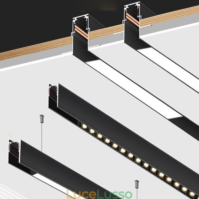 Binari per illuminazione da incasso Profilo per superficie di binari in alluminio magnetico Striscia luminosa per binari ultrasottili da 100 cm
