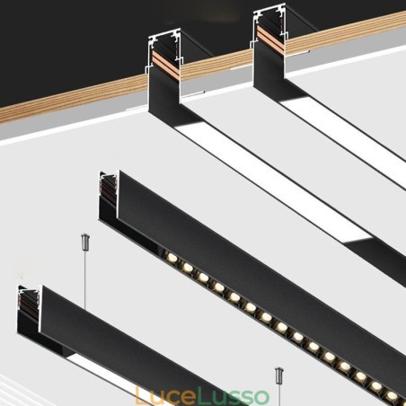 Binari per illuminazione da incasso Profilo per superficie di binari in alluminio magnetico Striscia luminosa per binari ultrasottili da 100 cm Binari per illuminazione da incasso Profilo per superficie di binari in alluminio magnetico Striscia luminosa per binari ultrasottili da 100 cm