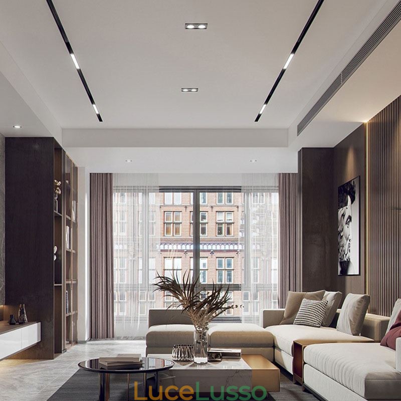 Binari per illuminazione da incasso Profilo per superficie di binari in alluminio magnetico Striscia luminosa per binari ultrasottili da 100 cm