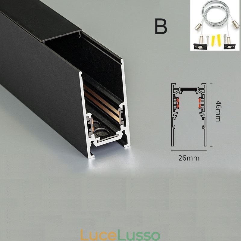 Binari per illuminazione da incasso Profilo per superficie di binari in alluminio magnetico Striscia luminosa per binari ultrasottili da 100 cm