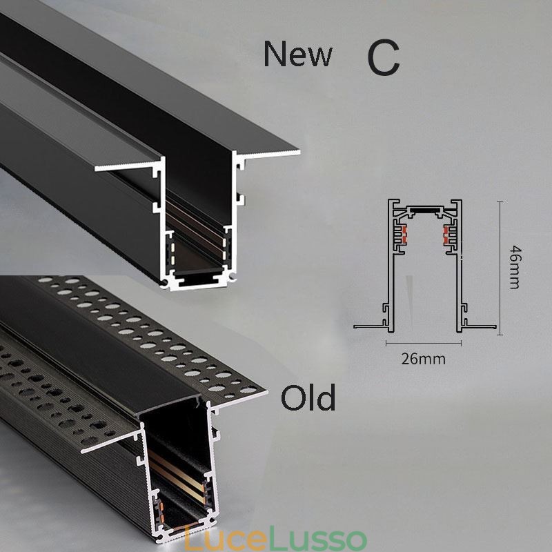 Binari per illuminazione da incasso Profilo per superficie di binari in alluminio magnetico Striscia luminosa per binari ultrasottili da 100 cm