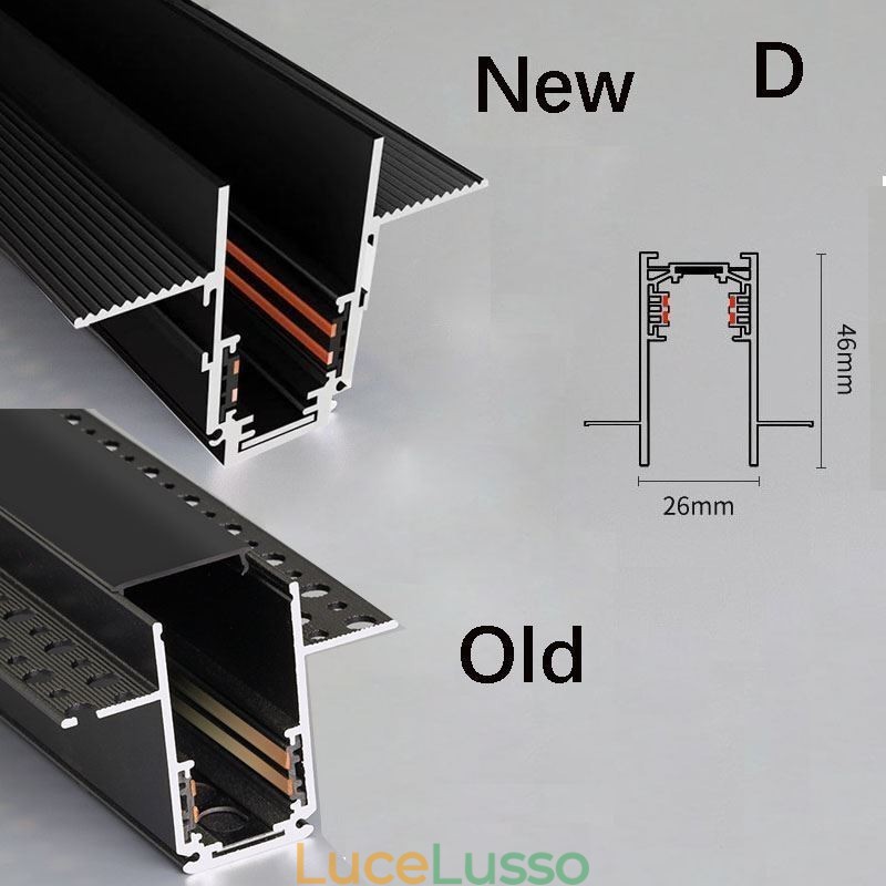 Binari per illuminazione da incasso Profilo per superficie di binari in alluminio magnetico Striscia luminosa per binari ultrasottili da 100 cm