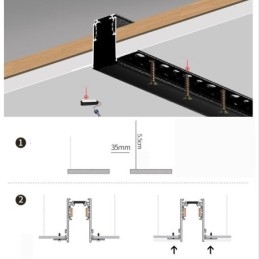 Binari per illuminazione da incasso Profilo per superficie di binari in alluminio magnetico Striscia luminosa per binari ultrasottili da 100 cm