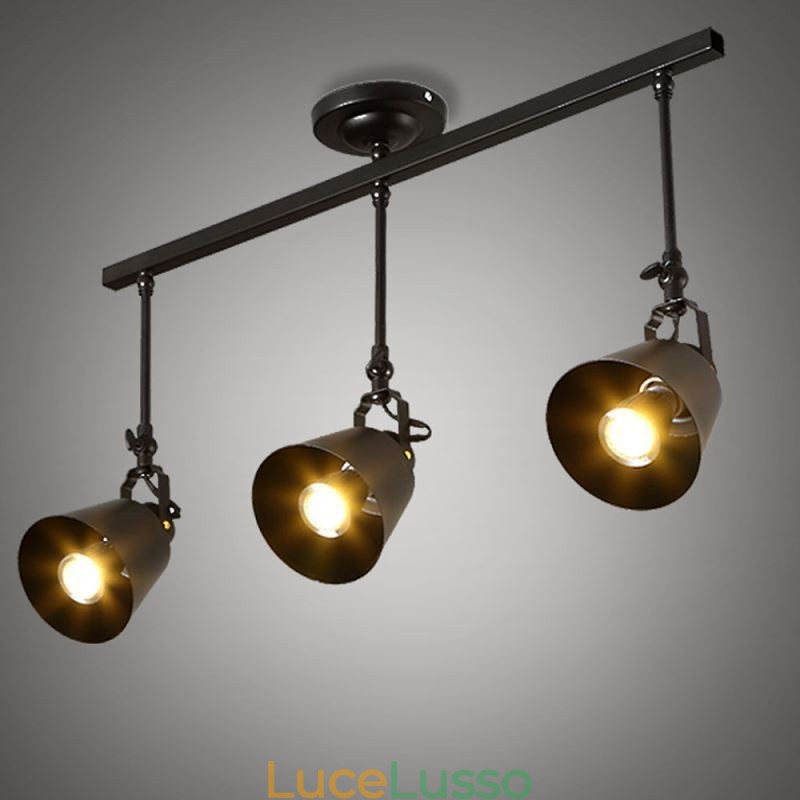 Faretto rustico in ferro, lampada da soffitto vintage da campagna