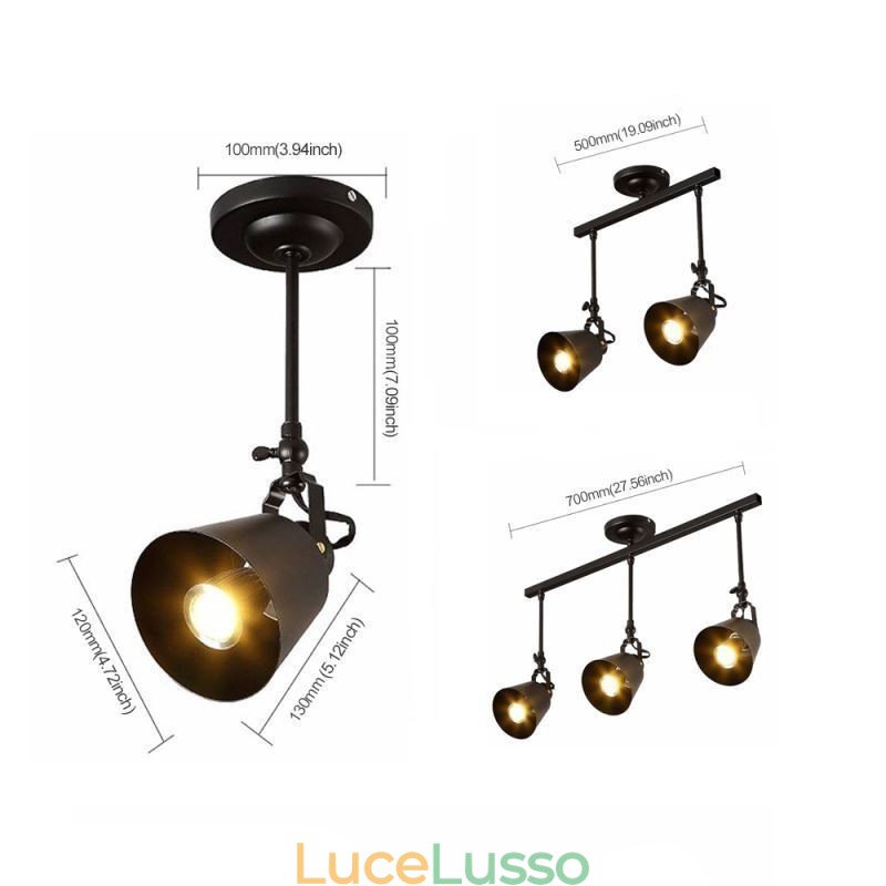 Faretto rustico in ferro, lampada da soffitto vintage da campagna