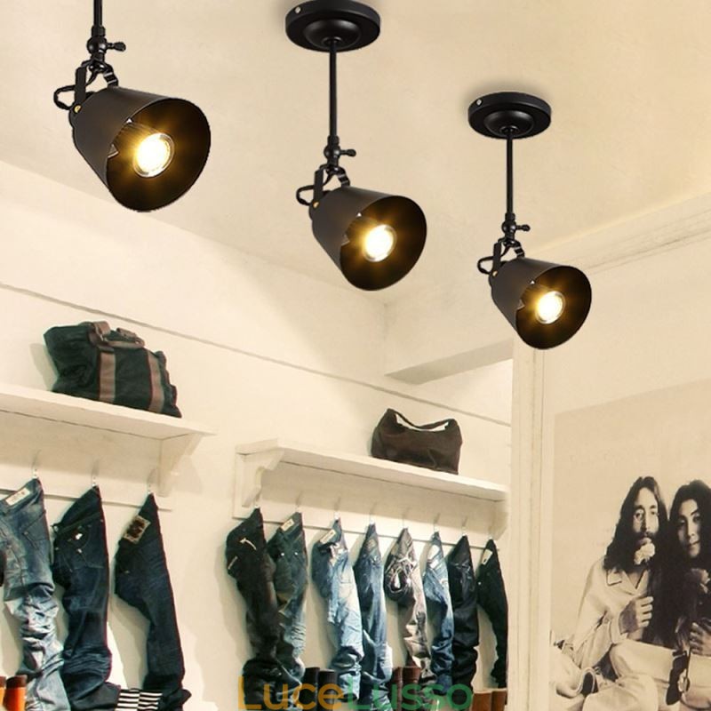 Faretto rustico in ferro, lampada da soffitto vintage da campagna