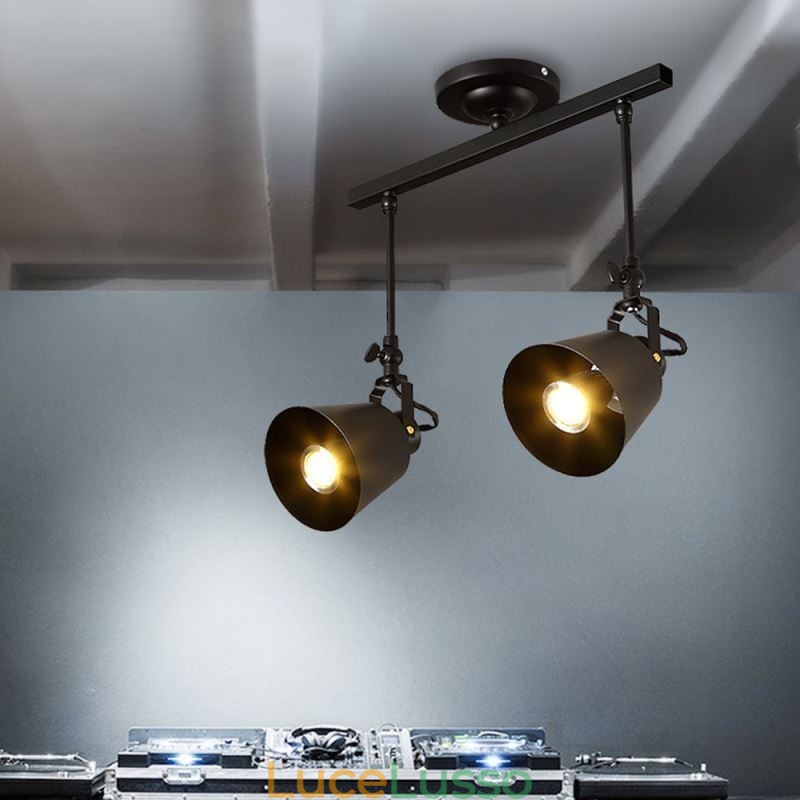 Faretto rustico in ferro, lampada da soffitto vintage da campagna