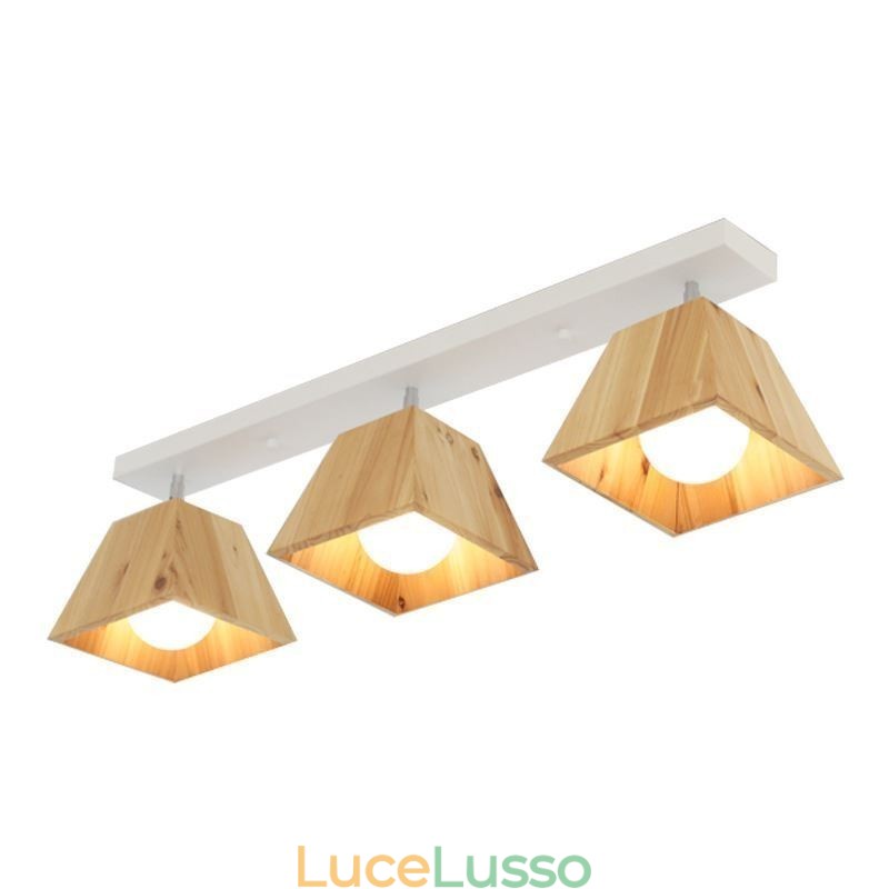 Faretto da soffitto girevole a quattro prismi in legno nordico