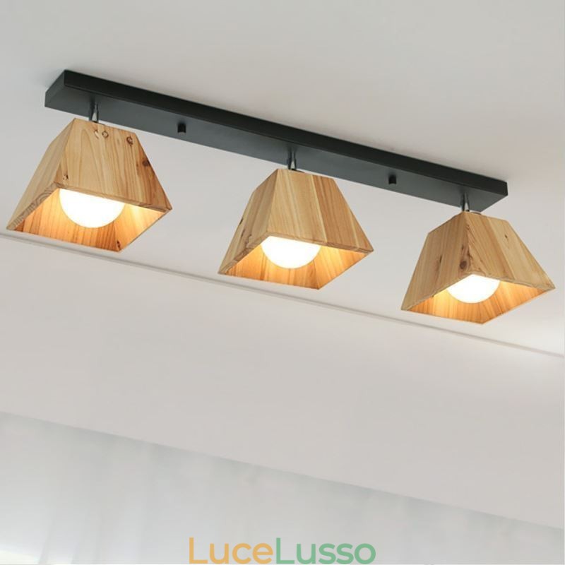 Faretto da soffitto girevole a quattro prismi in legno nordico