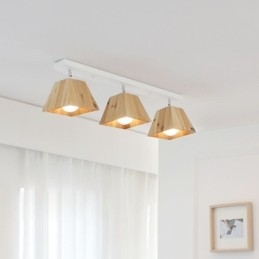 Faretto da soffitto girevole a quattro prismi in legno nordico