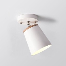 Faretto in ferro nordico Lampada da soffitto semplice in legno (luce singola)