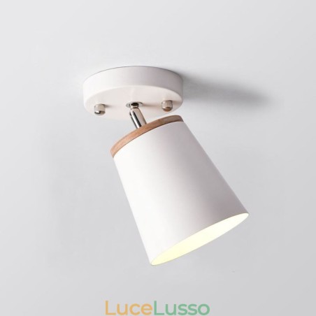 Faretto in ferro nordico Lampada da soffitto semplice in legno (luce singola) Faretto in ferro nordico Lampada da soffitto semplice in legno (luce singola)