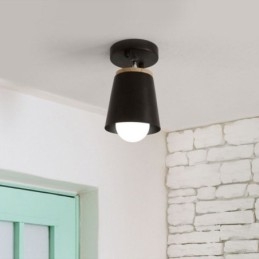Faretto in ferro nordico Lampada da soffitto semplice in legno (luce singola)