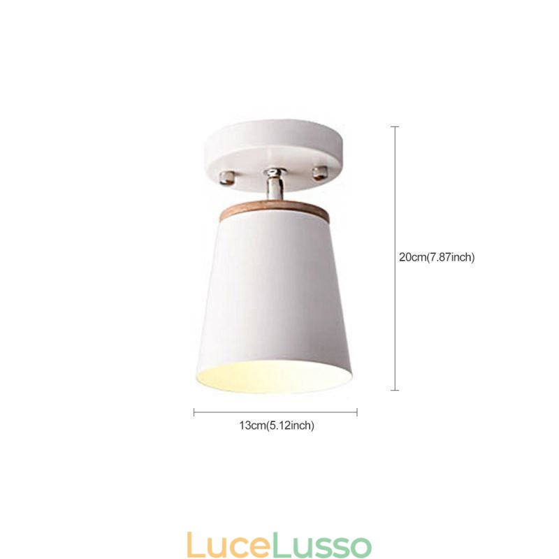 Faretto in ferro nordico Lampada da soffitto semplice in legno (luce singola)