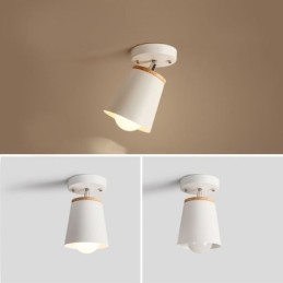 Faretto in ferro nordico Lampada da soffitto semplice in legno (luce singola)