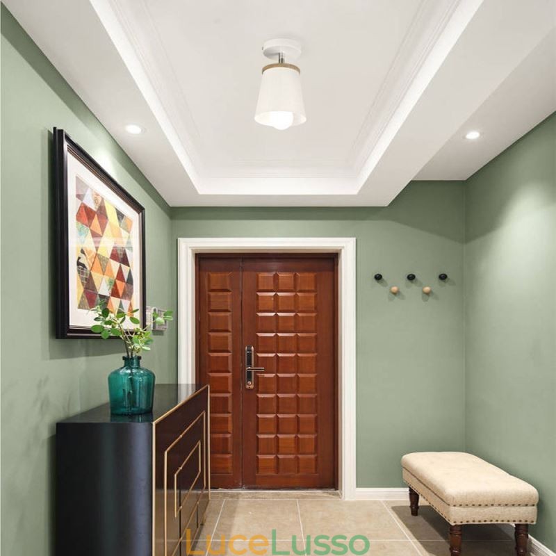 Faretto in ferro nordico Lampada da soffitto semplice in legno (luce singola)